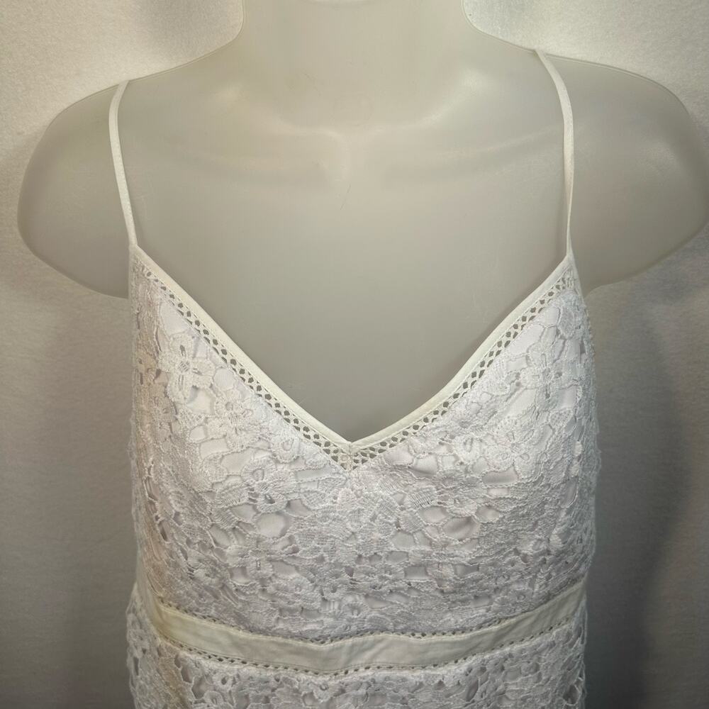 White Lace Babydoll Cami Top M Smocked Soft Girl Romantic Cottage Y2K Coquette - Picture 3 of 7